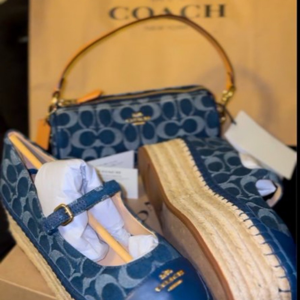 Coach Navy Espadrille Shoes and Crossbody Bag